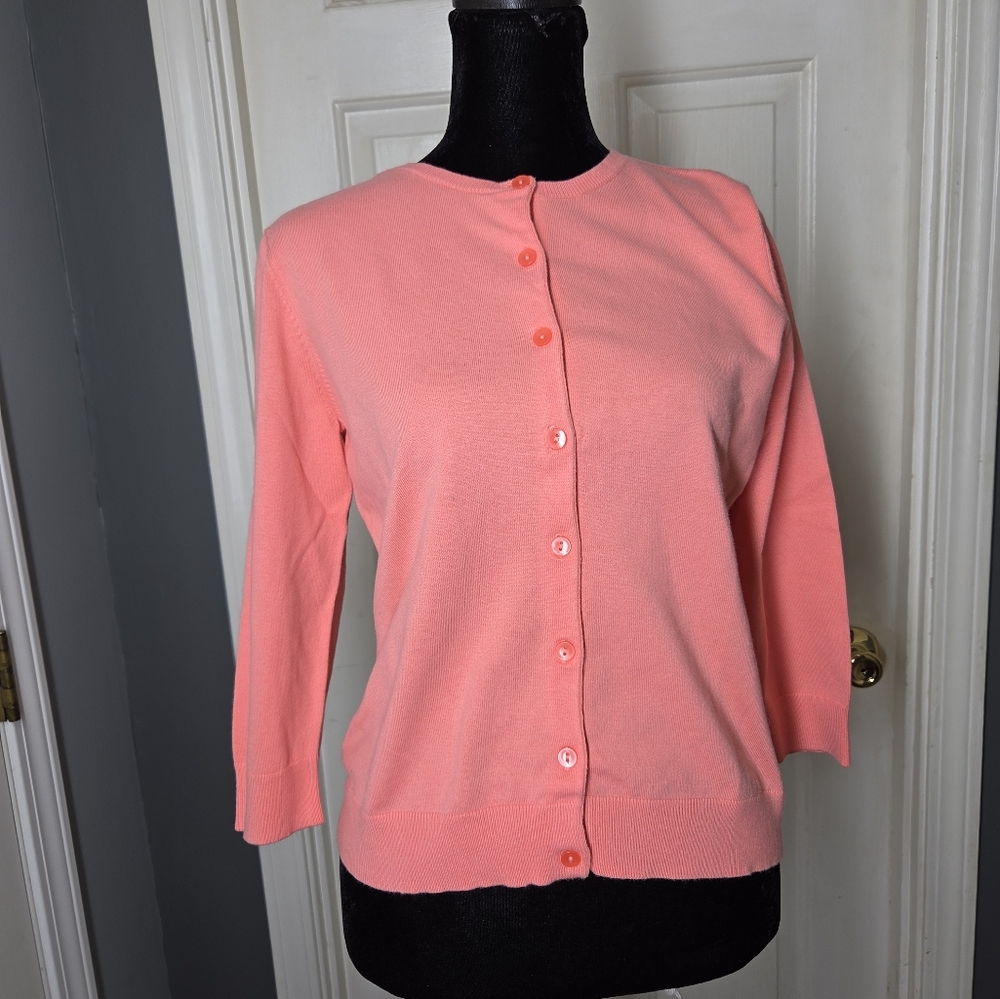 Talbots Women's Coral Cardigan Sweater 3/4 Sleeve, Womens Size P